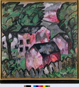 Táj vörös házakkal Kazimir Severinovich Malevich (Malevich, Malevich) festménye (1878-1935) V 107x106 cm 1910 V Kunstmuseum Bale alkotó: Kazimir Severinovich Malevich