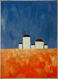 Tájkép öt házzal alkotó: Kazimir Severinovich Malevich