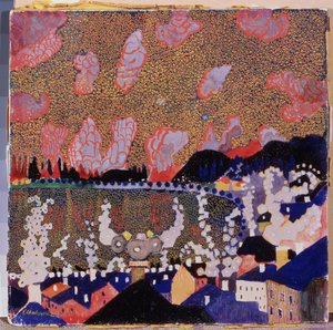 Kisváros. Kasimir Severinovich Malevics (Malevics, Malevic) festménye (1878-1935), olaj, karton alkotó: Kazimir Severinovich Malevich