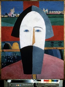 Egy paraszt feje. Kasimir Severinovich Malevics (Malevics, Malevic) festménye (1878-1935), olaj, fa alkotó: Kazimir Severinovich Malevich