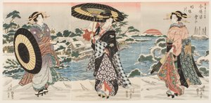 Modern Figures at Dawn on a Snowy Day (Imayō sugata yuki no akebono) alkotó: Keisai (1790 1848) Eisen