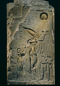 Ehnáton domborműve az Aten alatt, balusztrád, Amenhotep IV. Akhenaten fáraóként..., 2009 (fénykép) alkotó: Kenneth Garrett