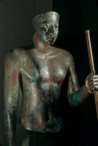 I. Pepi szobra, réz, mészkőből és obszidiánból berakott szemekkel, H... templomból, 2002 (fénykép) alkotó: Kenneth Garrett