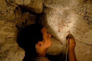 Teotihuacan harcos, freskó, Sufricaya, Holmul, Guatemala, maja, Francisco Estradabelli, 2008 (fotó) alkotó: Kenneth Garrett