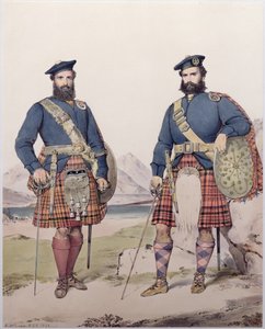 Két férfi felvidéki ruhában, Vincent Brooks metszete, 1868