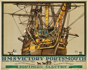 H.M.S. Victory, Portsmouth, a Southern Electric Railways plakátja (színes litho)