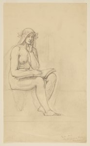 Meztelen tanulmány a „The Contemplative Life” című művéhez Lunette számára az Oberlini Főiskola adminisztrációs épületében, Oberlin, OH alkotó: Kenyon Cox