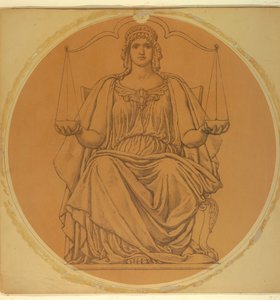 Tanulmány a "Justice" számára, Lunette Hudson County Courthouse-ban, Jersey City, NJ alkotó: Kenyon Cox