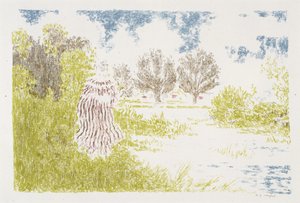 Femme en robe a rayeurs (Nő csíkos ruhában), 1899-1900 (színes litográfia) alkotó: Ker Xavier Roussel