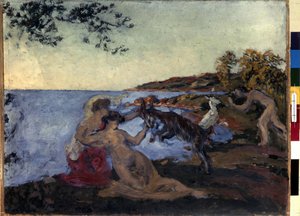 Mitológiai minta. Ker Xavier Roussel (1867-1944) festménye, 1903 körül. Olaj, karton. Nabis. Mérete: 47x62 cm. Ermitázs Múzeum, Szentpétervár (Szentpétervár) alkotó: Ker Xavier Roussel