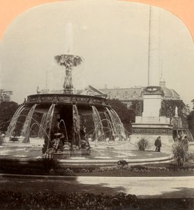 Királyi tér, szökőkút, Stuttgart, Németország, 1896. alkotó: Keystone View Company