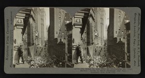 Fent a Broad St. a Wall St. közelében, kilátással a "Curb Market"-re, északra a tőzsde és a Sub-Treasury, New York City alkotó: Keystone View Company