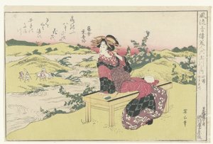 Az Ide Tama folyó Yamashiro tartományban Yamashiro, Ide no Tamagawa. (cím a tárgyon) A kifinomult örömházak szépségei a hat Tama folyóhoz képest (sorozat címe) Furyu seiro bijin Mu Tamagawa no uchi. (sorozat címe az objektumon)