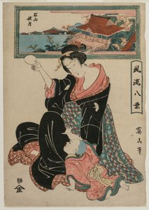 Őszi hold az Ishiyamadera templomban a Fashionable Eight Views sorozatból alkotó: Kikukawa Eizan