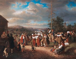 Romantika: Nyári tánc a Raettvik par Zollban, Kilian Christoffer (1818-1860) alkotó: Kilian Christoffer Zoll