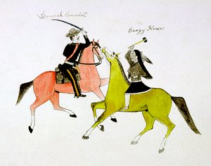 Konfliktus George Custer tábornok 1839-1876 és Crazy Horse, Sioux Dakota indián között.