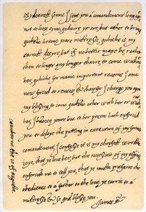 I. Jakab levele fiának, Károlynak, walesi hercegnek 1623. augusztus 10-én. alkotó: King James I