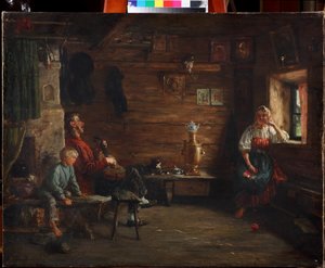 Családi idill Kirill Vikentievich Lemoch (Lemokh) (1841-1910), - Olaj, vászon - Magángyűjtemény alkotó: Kirill Vikentievich Lemoch