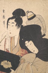 Fiatal nő éjjel egy szolga kíséretében..., 18. század vége-19. század eleje. alkotó: Kitagawa Kikumaro