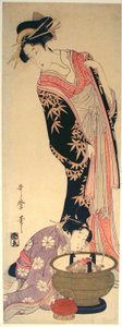 Egy udvarhölgy és kísérője alkotó: Kitagawa Utamaro