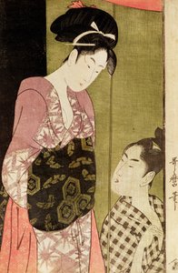 Egy férfi, aki egy nőt fest (faminta) alkotó: Kitagawa Utamaro