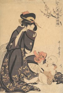 Egy fiatal fiúval játszó nő, kb. 1804. alkotó: Kitagawa Utamaro