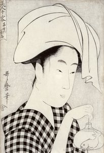 Teaház Ryogokuban, a „Bijin juyo” (Tíz női figura) sorozatból 1797 körül (fatömbnyomat) alkotó: Kitagawa Utamaro