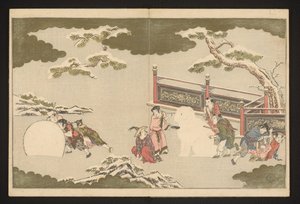 Kínai fiúk játszanak a hóban alkotó: Kitagawa Utamaro
