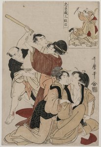 Chushingura: A hűség tárháza III. felvonása, 1790-es évek vége. alkotó: Kitagawa Utamaro