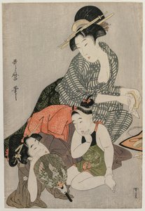 Tisztítófésűk, c. 1790-es évek vége. alkotó: Kitagawa Utamaro