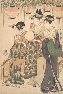 Kurtézánok egy wisteria lugas alatt..., kb. 1795. alkotó: Kitagawa Utamaro