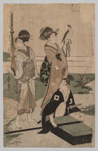 Daimio és kísérete átkel a patakon Fudzsi melletti síkságon, 1753-1806. alkotó: Kitagawa Utamaro