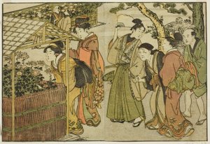 Krizantémok kiállítása a "Képeskönyv: A négy évszak virágai (Ehon shiki no hana)" című illusztrált könyvből. 2 alkotó: Kitagawa Utamaro