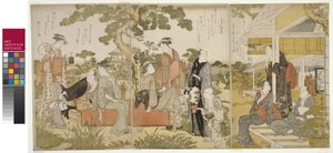 Enjoying the Cool in a Garden, Oban triptichon, 1788-90 körül alkotó: Kitagawa Utamaro