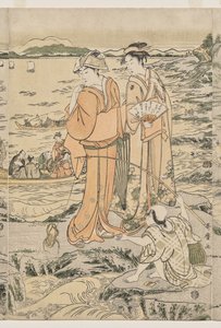 Horgászat a vágódeszkán Enosimában alkotó: Kitagawa Utamaro