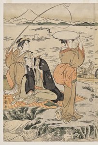 Horgászat a vágódeszkán Enosimában alkotó: Kitagawa Utamaro
