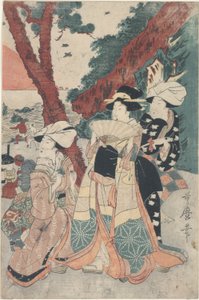 Futamigaura strand az újévkor alkotó: Kitagawa Utamaro