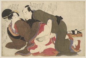 Házas férfi és özvegy Negai no itoguchi (sorozat címe) alkotó: Kitagawa Utamaro