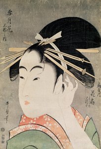 Egy nő feje (színes fatömbnyomat) alkotó: Kitagawa Utamaro