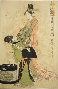 A kakas órája (Tori no koku), a "Tizenkét óra Yoshiwarában (Seiro juni toki tsuzuki)" sorozatból alkotó: Kitagawa Utamaro