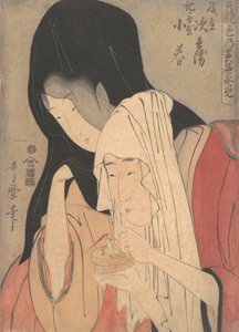 Önzáró f Hair és Epin g Koharuval a Kii Kuniya-ból, Air ry 1800-as évek. alkotó: Kitagawa Utamaro