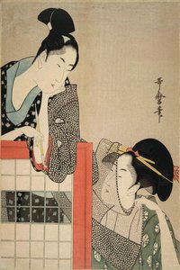 Hölgy és úriember a képernyőn, 1797. alkotó: Kitagawa Utamaro