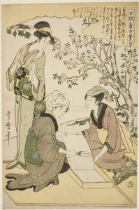 No. 1 (ichi), a "Nők, akik részt vesznek a sericulture iparágban (Joshoku kaiko tewaza-gusa)" sorozatból alkotó: Kitagawa Utamaro