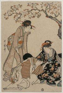 Egy birodalmi kocsis jelenet paródiája alkotó: Kitagawa Utamaro