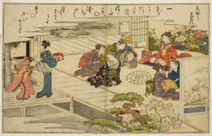 Shell-Matching Game, a "Gifts from the Ebb Tide (Shiohi no tsuto)" című illusztrált könyvből alkotó: Kitagawa Utamaro