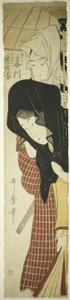 Umegawa udvarhölgye és Chubei a futárszolgálattól (Umegawa, Chubei), 1797 körül (színes fatömbnyomat, hashira-e) alkotó: Kitagawa Utamaro