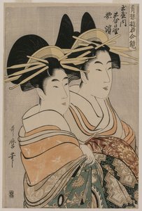 A Tamaya-i Kasugano és Utahamai kurtizánok..., c. 1800. alkotó: Kitagawa Utamaro