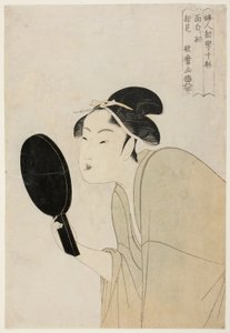 Az érdekes típus (Omoshiroki so), a „Tíz típus a nők fiziognómiai tanulmányozásában” ("Fujin sogaku juttai") sorozatból alkotó: Kitagawa Utamaro