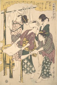 A selyemselyem készítése, kb. 1790. alkotó: Kitagawa Utamaro