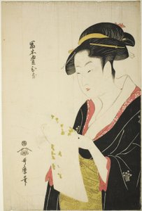 Tomimoto Toyohina, 1793 körül (színes fametszet; oban) alkotó: Kitagawa Utamaro